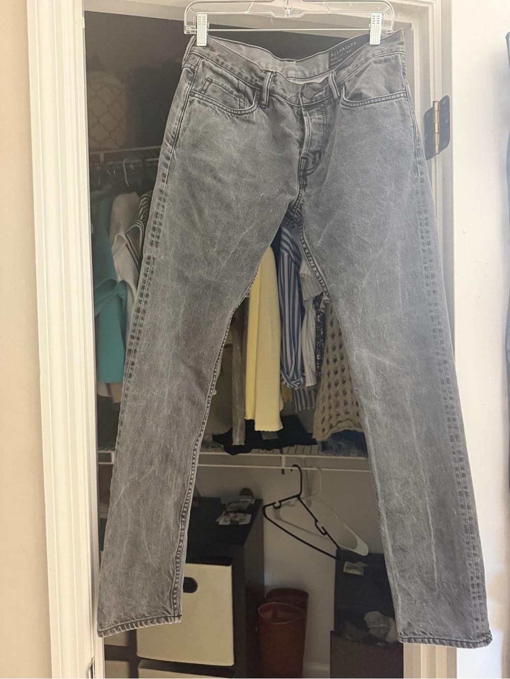 AllSaints Slim Straight Gray Washed Jeans